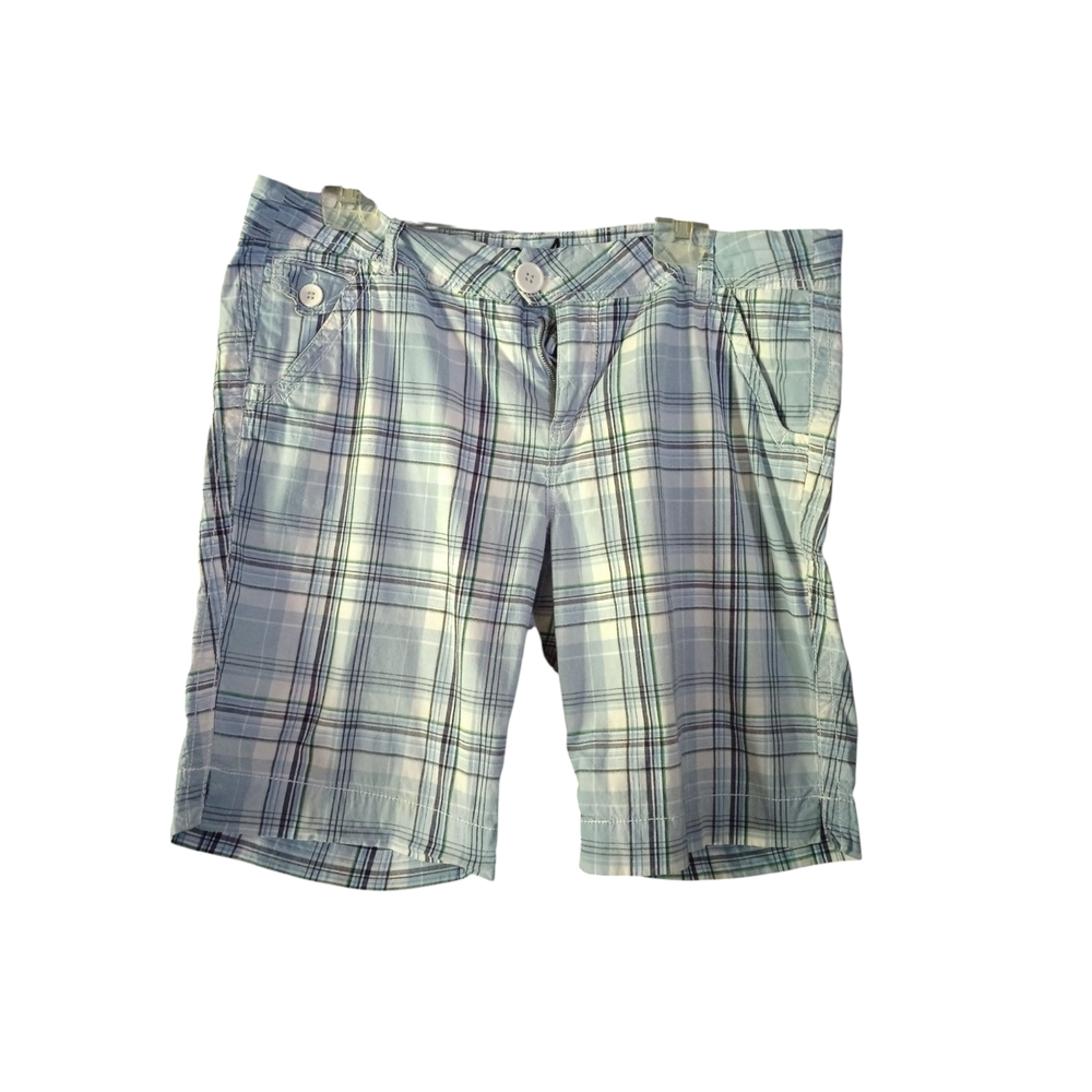 Freestyle Revolution Bermuda Style Blue/White Plaid Casual Pocketed Plus Sz. 20